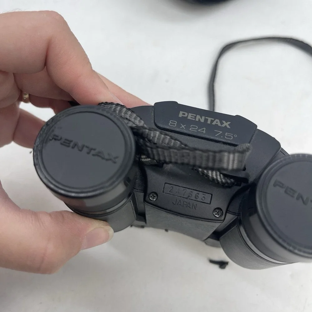 Vintage Pentax 8x24 7.5° Compact Binoculars Japan Case Travel Birding Hiking